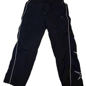 Black Track Pants with White Accents